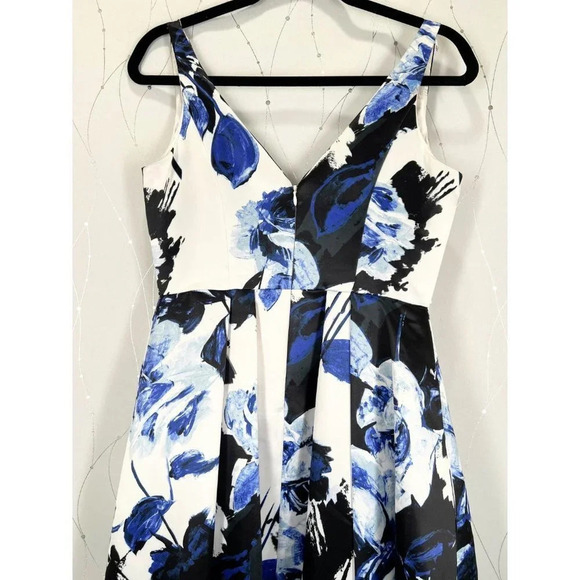 Aidan Mattox Blue White Floral Satin Ball Gown $398 - Picture 7 of 12